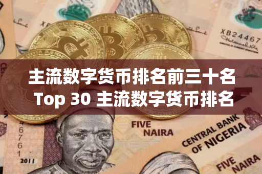 主流数字货币排名前三十名 Top 30 主流数字货币排名