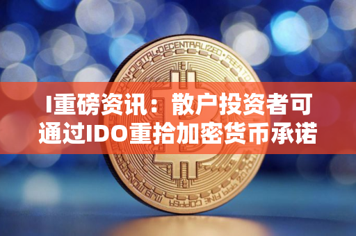 I重磅资讯:散户投资者可通过IDO重拾加密货币承诺 I重磅资讯:散户投资者可通过IDO重拾加密货币承诺