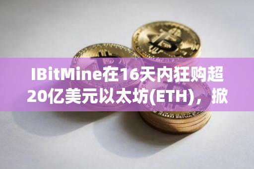 IBitMine在16天内狂购超20亿美元以太坊(ETH)，掀起财库储备竞赛