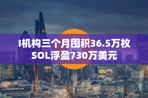 I机构三个月囤积36.5万枚SOL浮盈730万美元