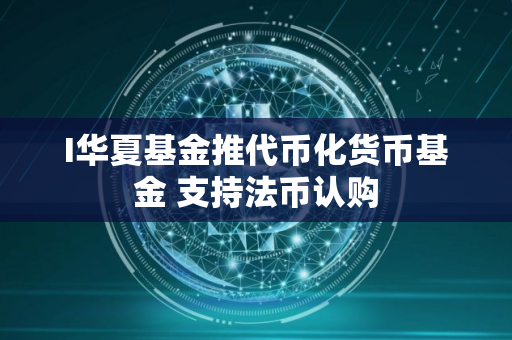 I华夏基金推代币化货币基金 支持法币认购