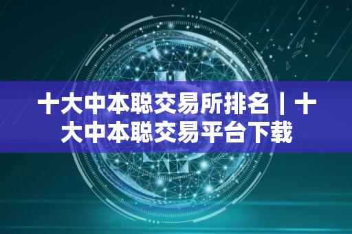 十大中本聪交易所排名｜十大中本聪交易平台下载