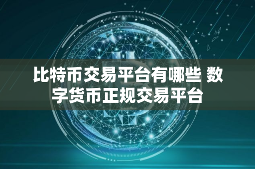 比特币交易平台有哪些 数字货币正规交易平台