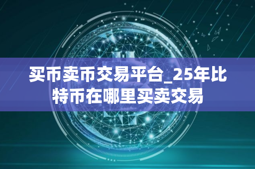 买币卖币交易平台_25年比特币在哪里买卖交易