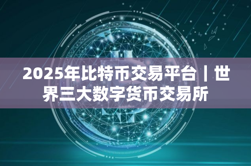 2025年比特币交易平台｜世界三大数字货币交易所