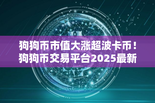 狗狗币市值大涨超波卡币！狗狗币交易平台2025最新强推